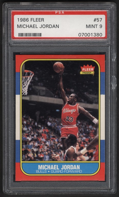 - 1986 Fleer Michael Jordan Rookie Card PSA MINT 9