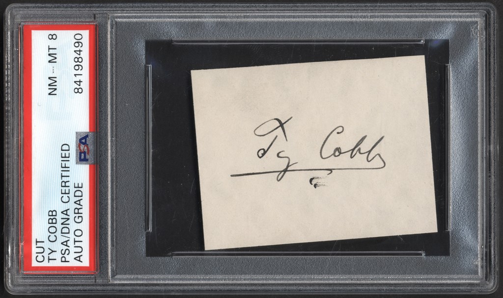 Ty Cobb and Detroit Tigers - Circa 1927 Ty Cobb Signature (PSA NM-MT 8)