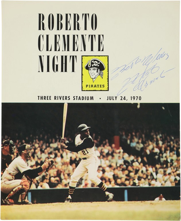 1970 Roberto Clemente Day Signed Program (PSA MINT 9)