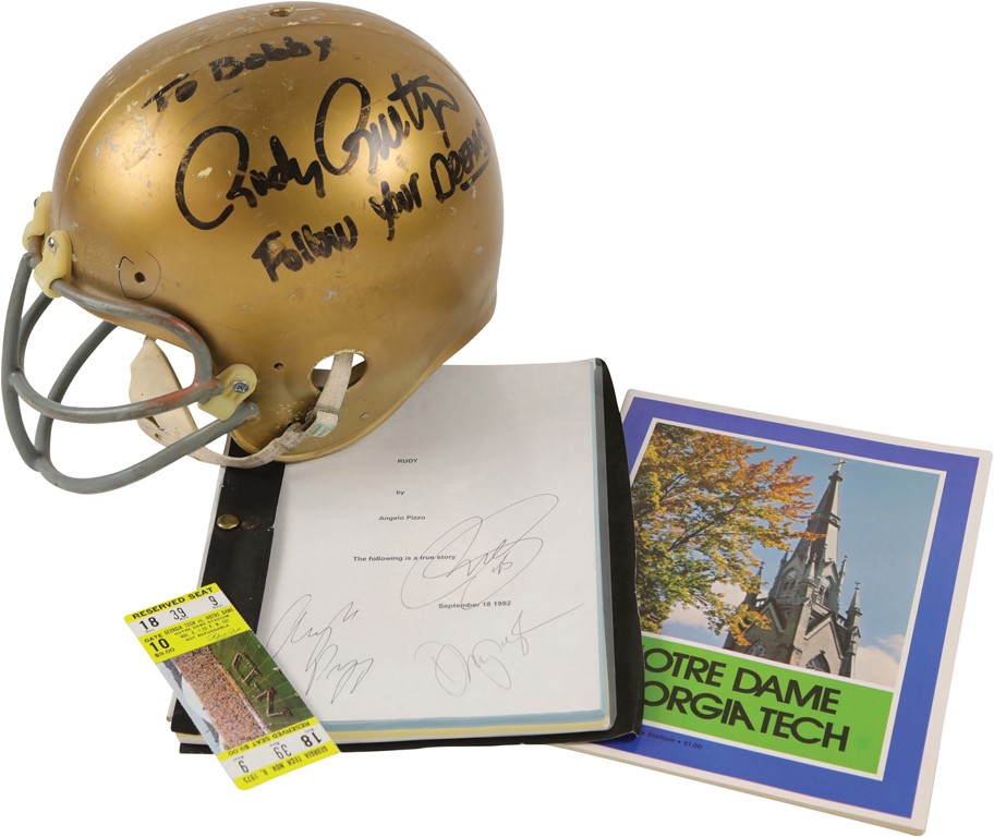 - Notre Dame "Rudy" Movie Prop, Original Program & Ticket Collection with Autographs (4)