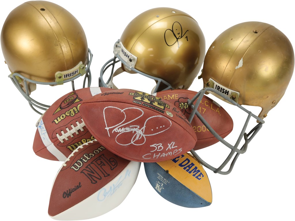 Notre Dame Game Used & Autographed Football & Helmet Collection (8)