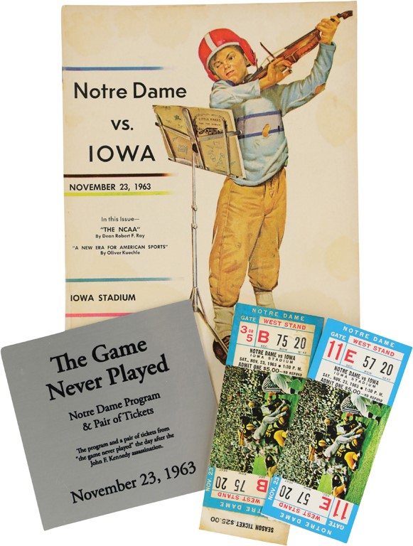 The Notre Dame Football Collection - 1963 Program & Two Tickets from JFK Assassination Game