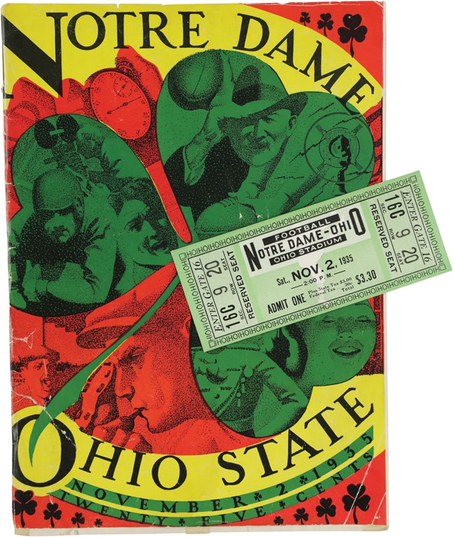 Notre Dame vs. Ohio State 1935 Program & Ticket "The Greatest Game Ever Played"