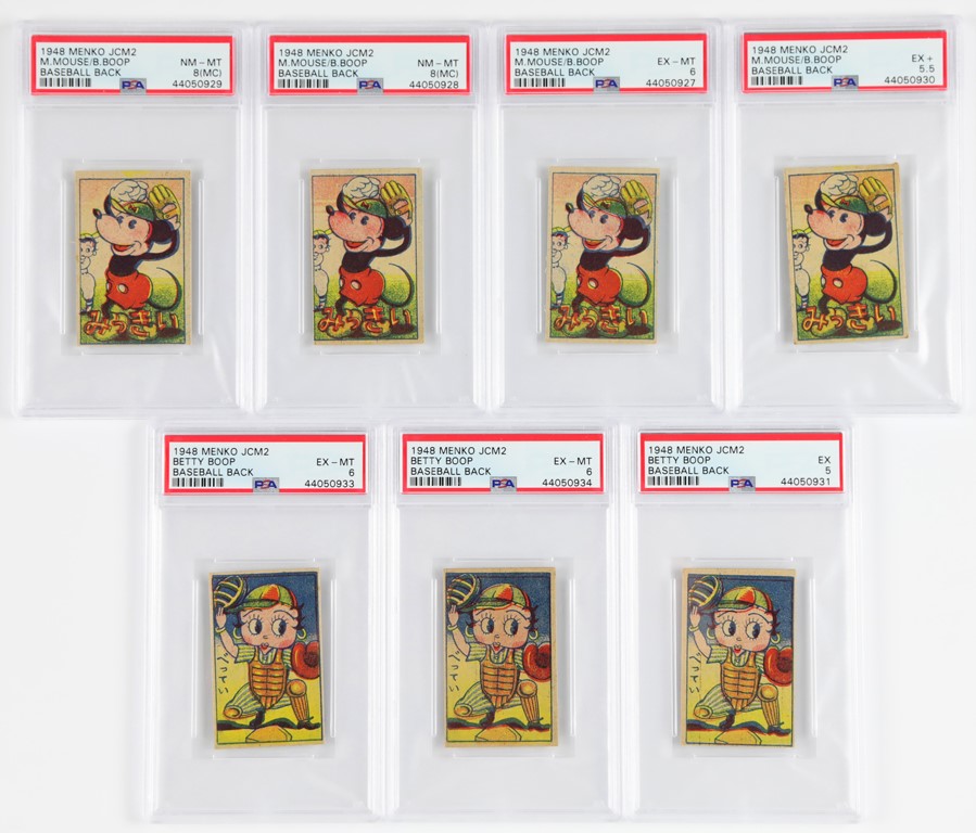 Non-Sports Cards - 1848 Menko Mickey Mouse & Betty Boop Playing Baseball Cards (7)