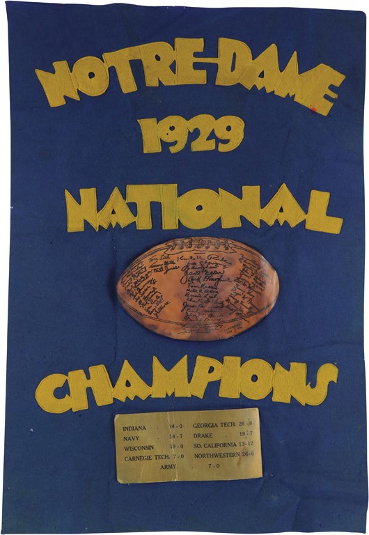 The Notre Dame Football Collection - Rare Felt 1929 Notre Dame National Champions Football Banner