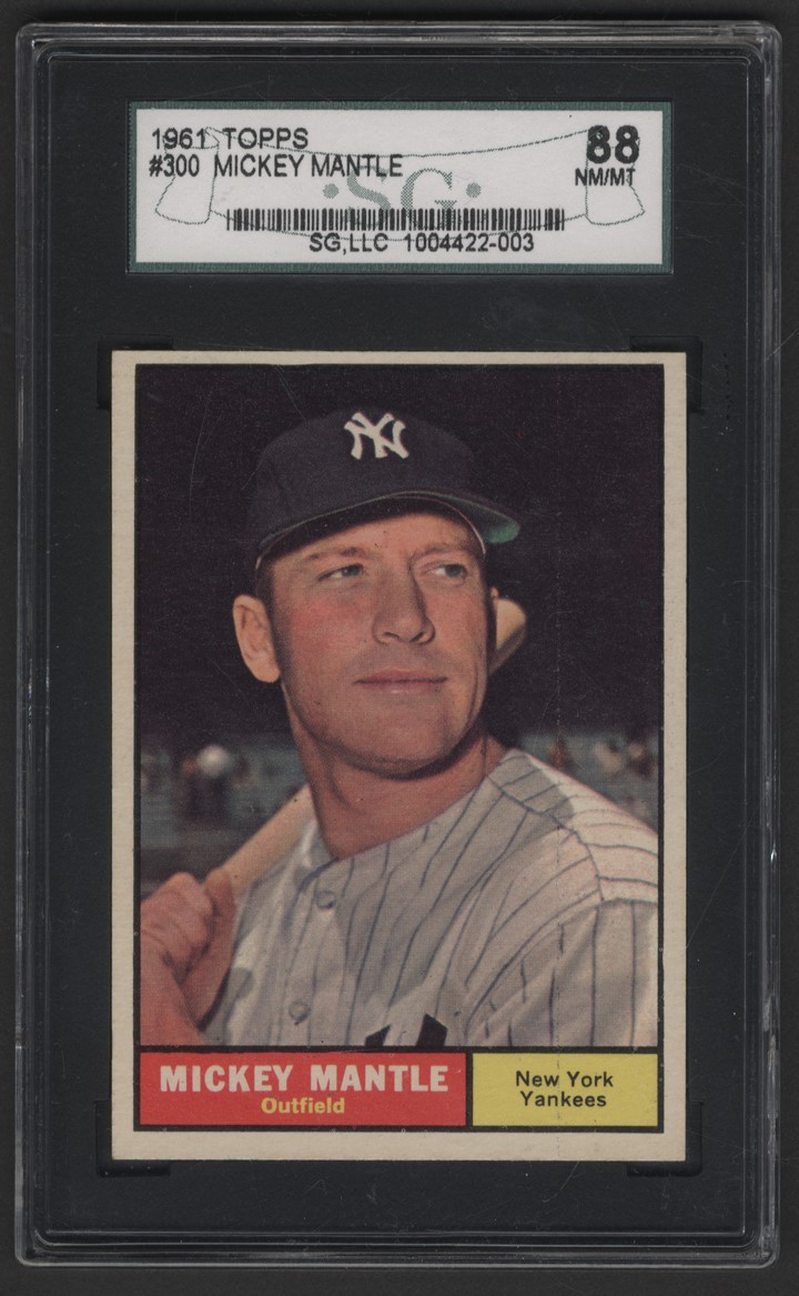 Baseball and Trading Cards - 1961 Topps Mickey Mantle #300 SGC 88 NM/MT 8