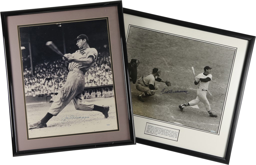 Joe DiMaggio and Ted Williams Signed Oversize Photos