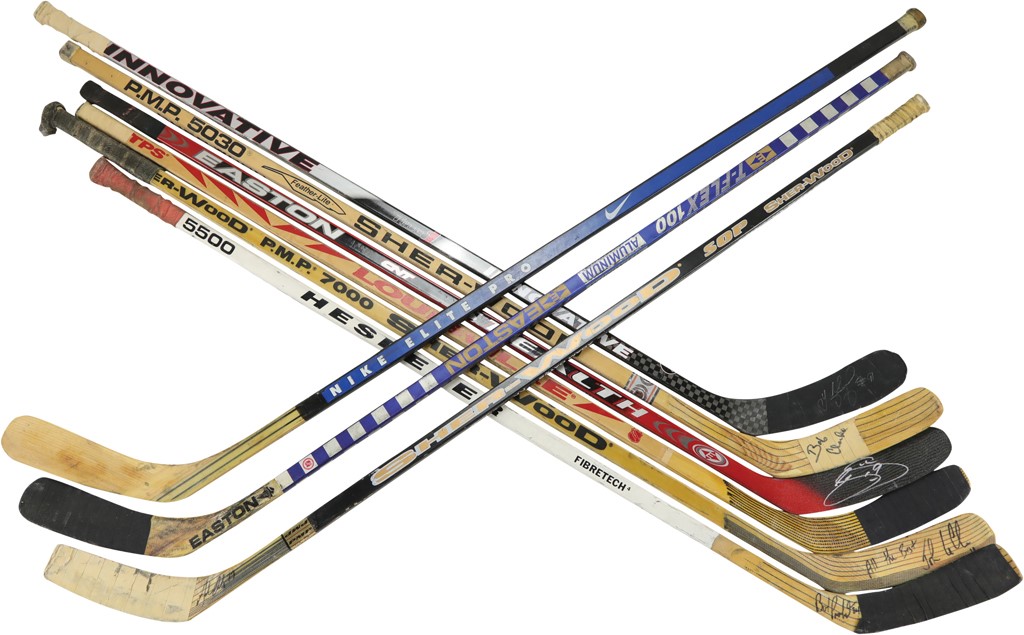 - Large Collection of Game Used Hockey Sticks Including NHL Stars and Hall of Famers (42)