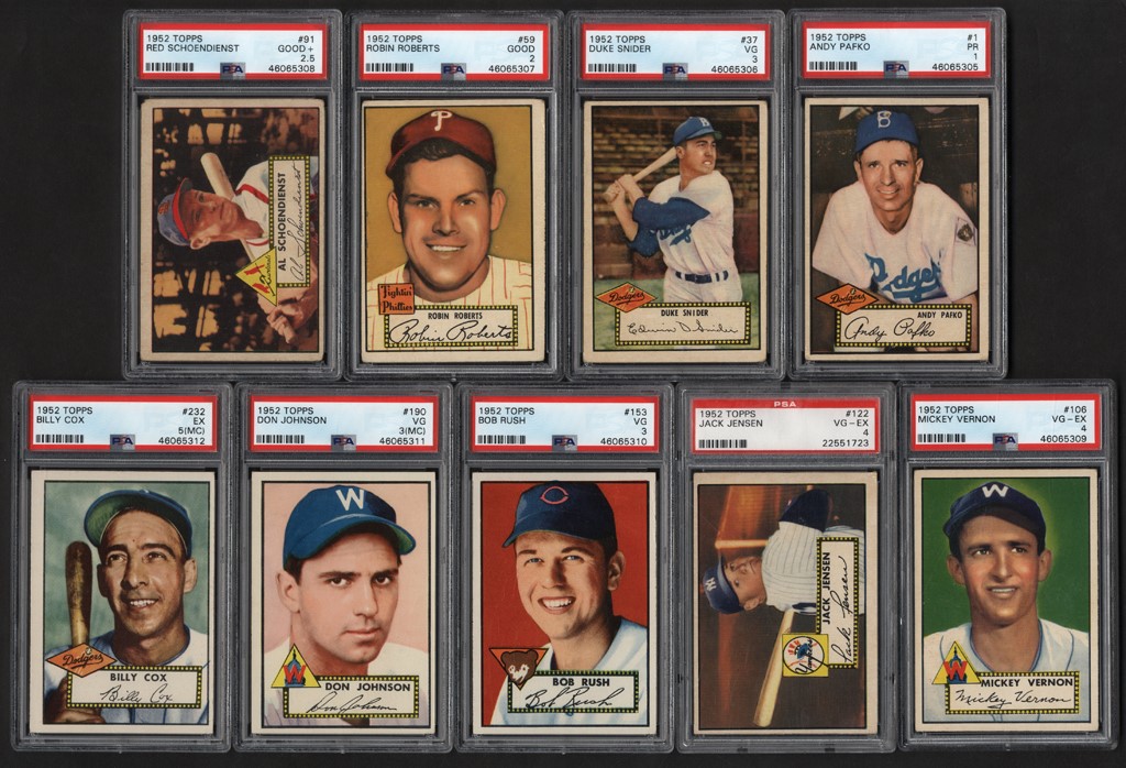 1952 Topps Low Number Partial Set with Hall of Famers (163)