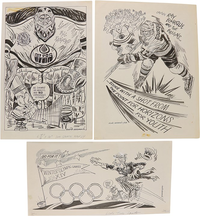 Eddie Germano - 1960s-90s Collection of Boston Bruins & Other Hockey Original Cartoon Art (95)