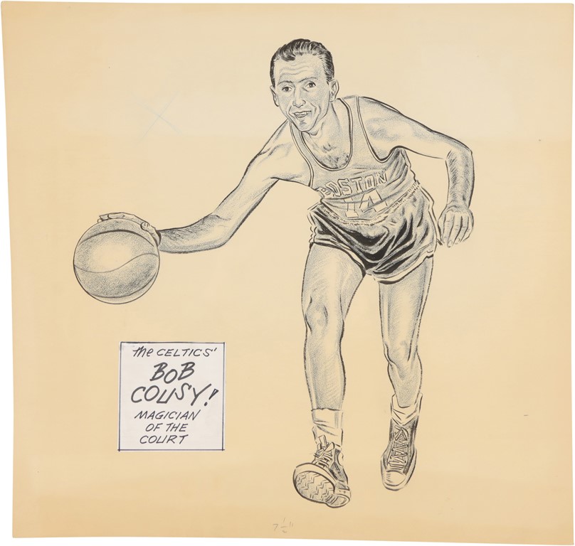 1950s Boston Celtics Bob Cousy Eddie Gerrmano "Magician of the Court" Original Artwork