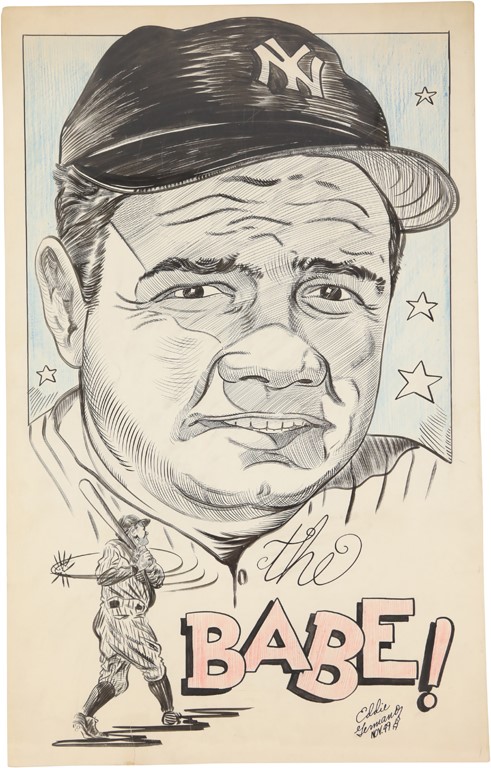 Eddie Germano Babe Ruth "The Babe" Original Artwork