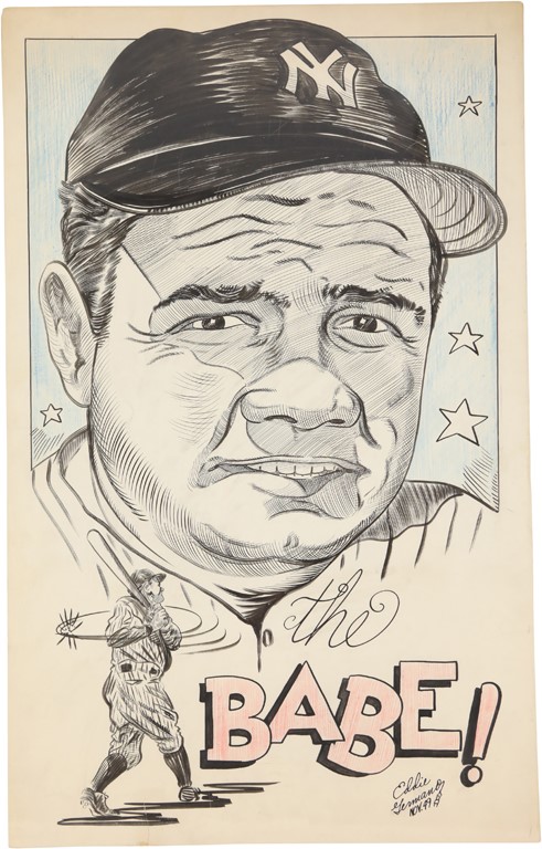 - Eddie Germano Babe Ruth "The Babe" Original Artwork