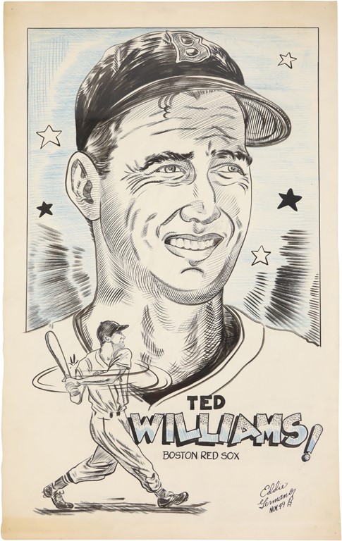 1949 Ted Williams Eddie Germano Original Artwork
