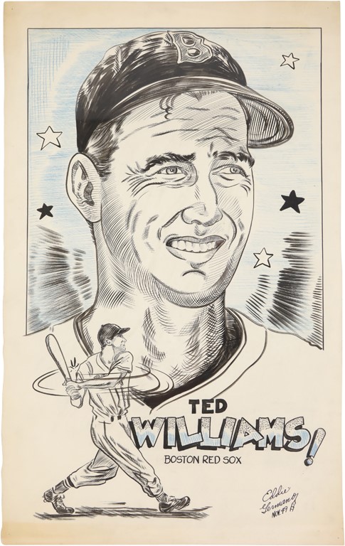 - 1949 Ted Williams Eddie Germano Original Artwork