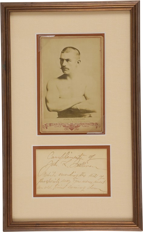 - John L. Sullivan Unusual Signed Quote w/Rare Cabinet