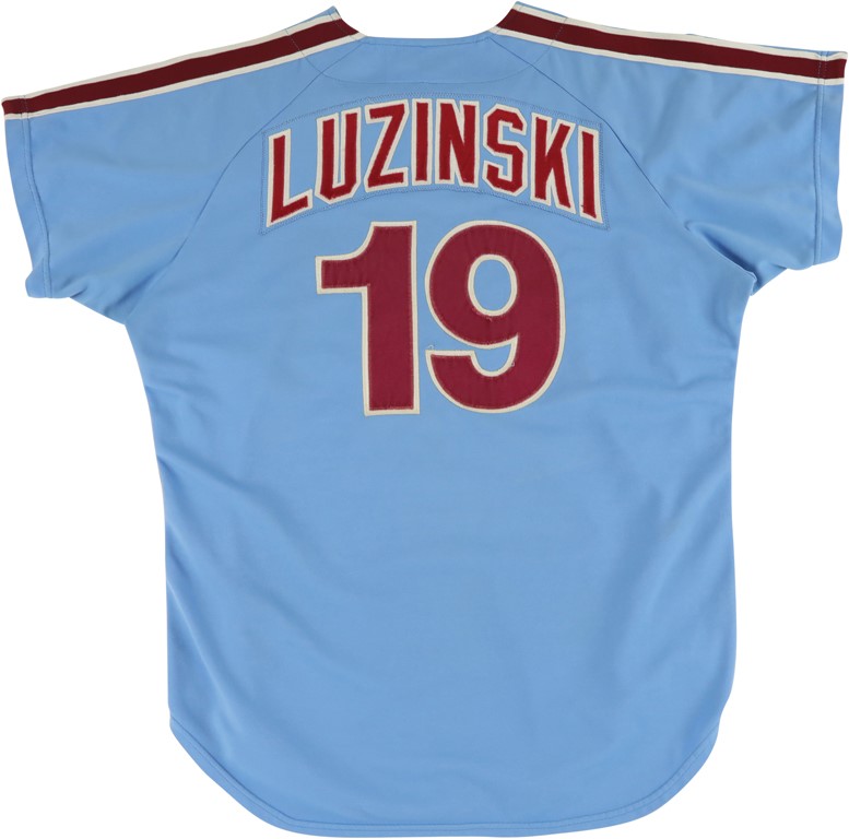 - 1977 Greg Luzinski Philadelphia Phillies "Powder Blue" Signed Game Worn Jersey