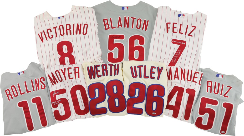 Philly Fanatic Collection - 2008 World Champion Phillies Superstar Game Worn Jerseys - Some Photo-Matched (9)