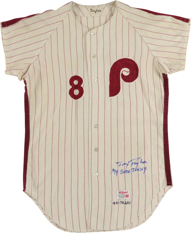 1970 Tony Taylor Philadelphia Phillies Signed Game-Worn Photo-Matched Jersey - First Year Style (Resolution Photomatching LOA)