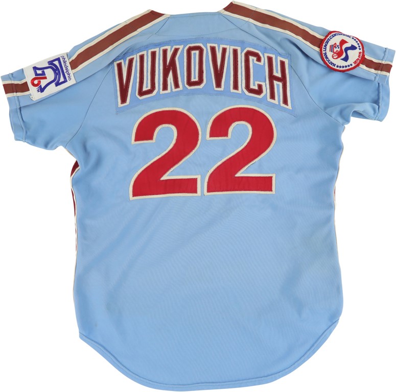 - 1976 John Vukovich Philadelphia Phillies Bicentennial Game Worn Jersey and "Pillbox" Cap