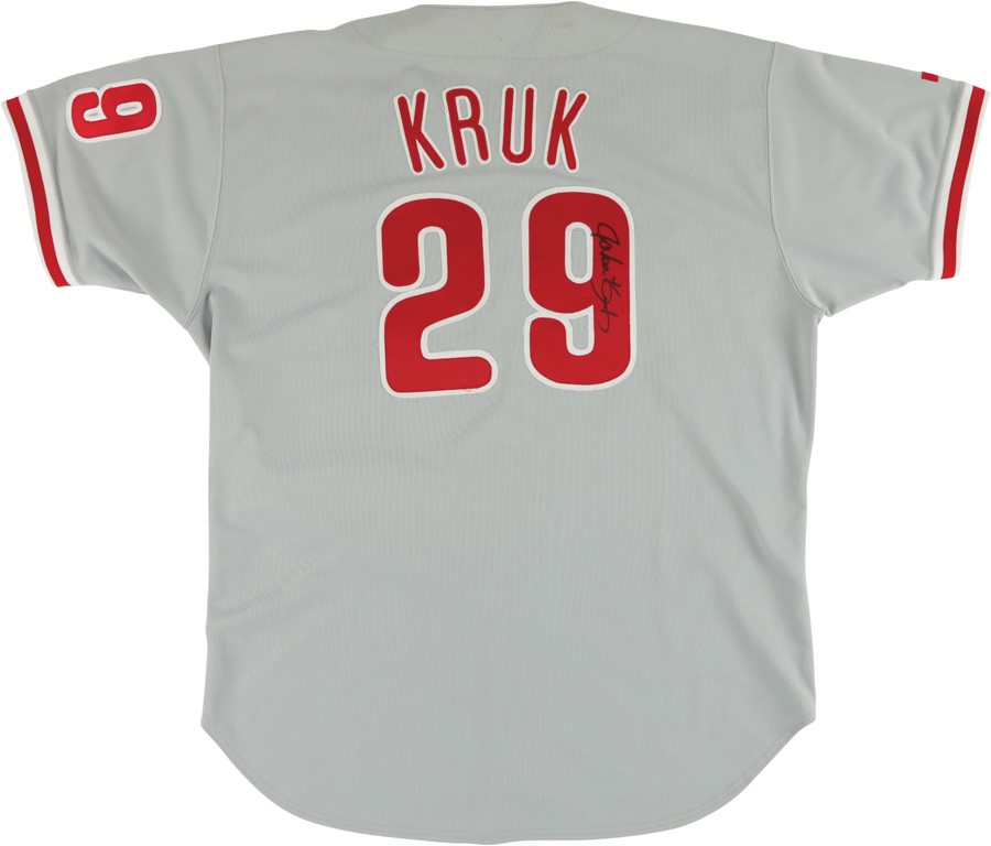 - 1992 John Kruk Philadelphia Phillies Signed Game Worn "Charity" Jersey - Donated by Kruk