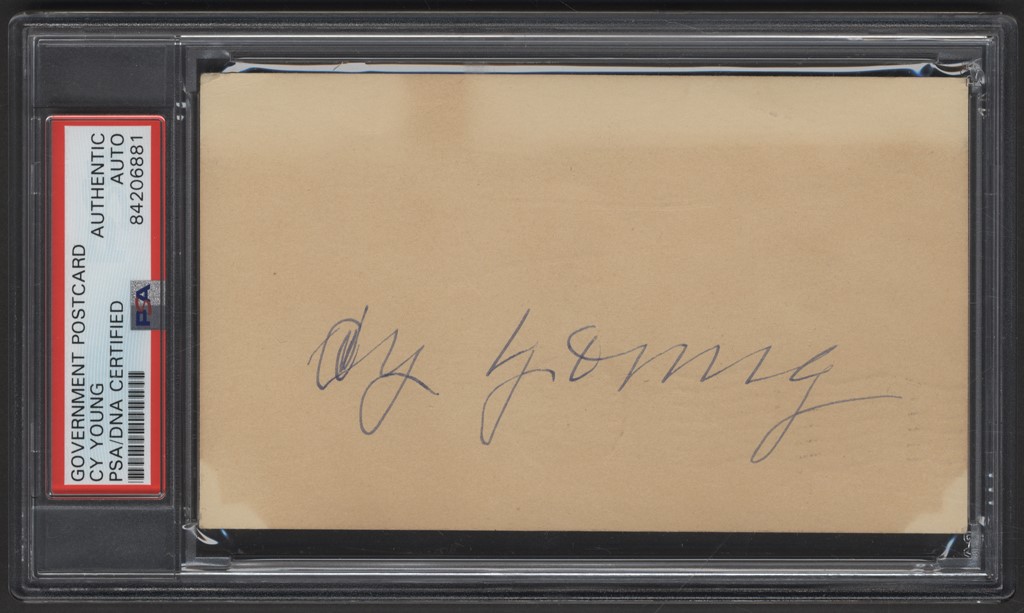 1953 Cy Young Signed Government Postcard (PSA)