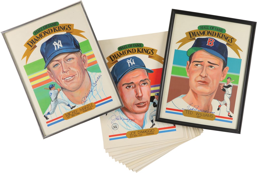 Donruss "Hall of Fame" Kings Signed Oil Paintings with Mantle, Williams & DiMaggio (16)