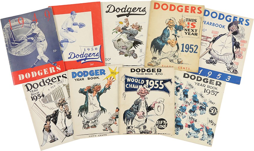 Run of Brooklyn and Los Angeles Dodgers Yearbooks Including Golden Stamp Book (44)