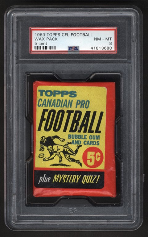- 1963 Topps CFL Unopened Canadian Football Wax Pack PSA 8