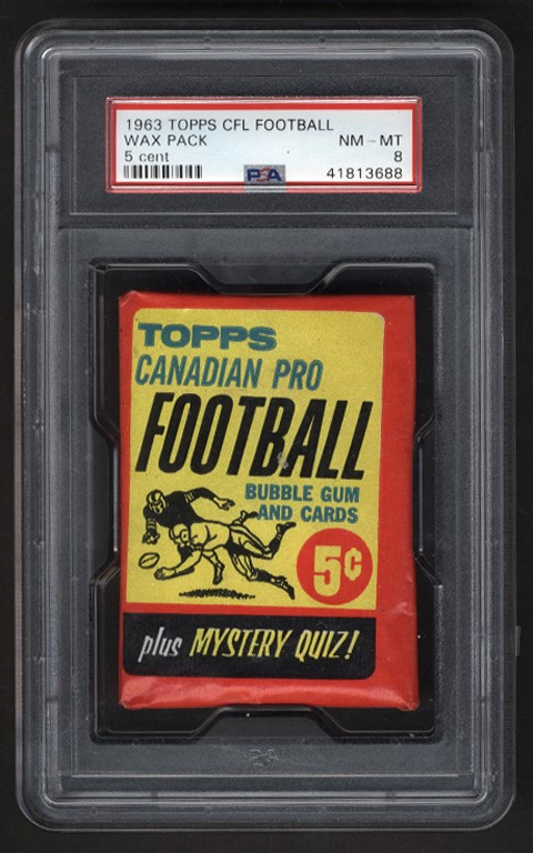 Football Cards - 1963 Topps CFL Unopened Canadian Football Wax Pack PSA 8