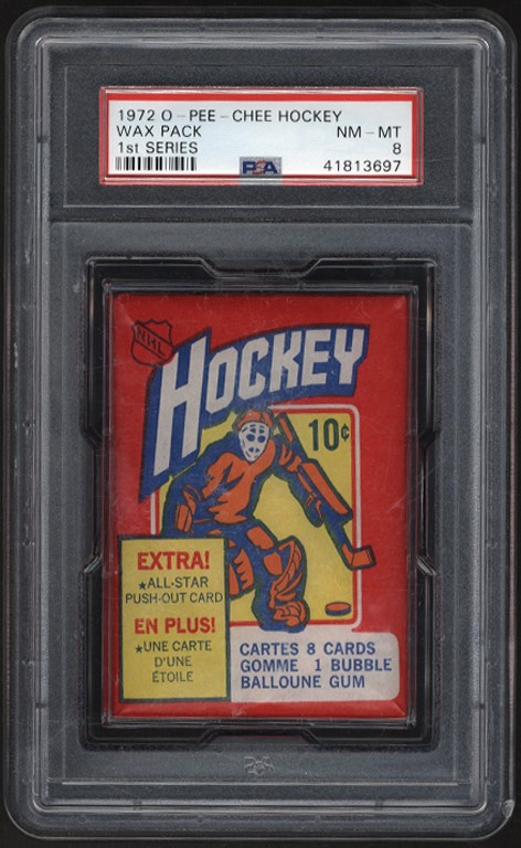 - 1972 O-Pee-Chee 1st Series Hockey Unopened OPC Wax Pack PSA 8