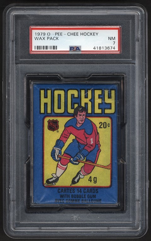 - 1979 O-Pee-Chee Hockey Unopened Wax Pack-Gretzky Rookie Year PSA NM 7