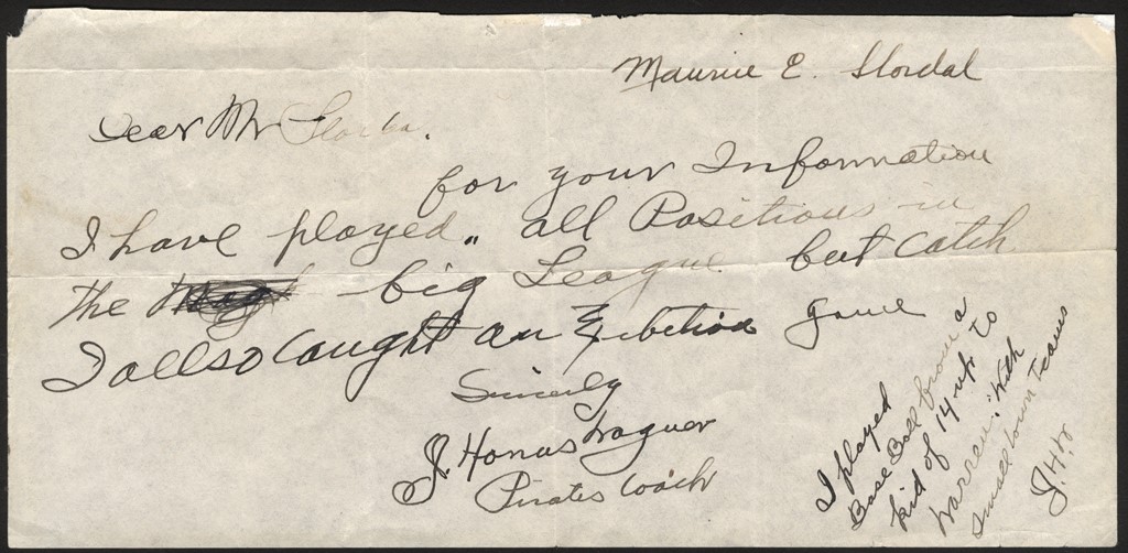 - Honus Wagner Signed Handwritten Letter (JSA)