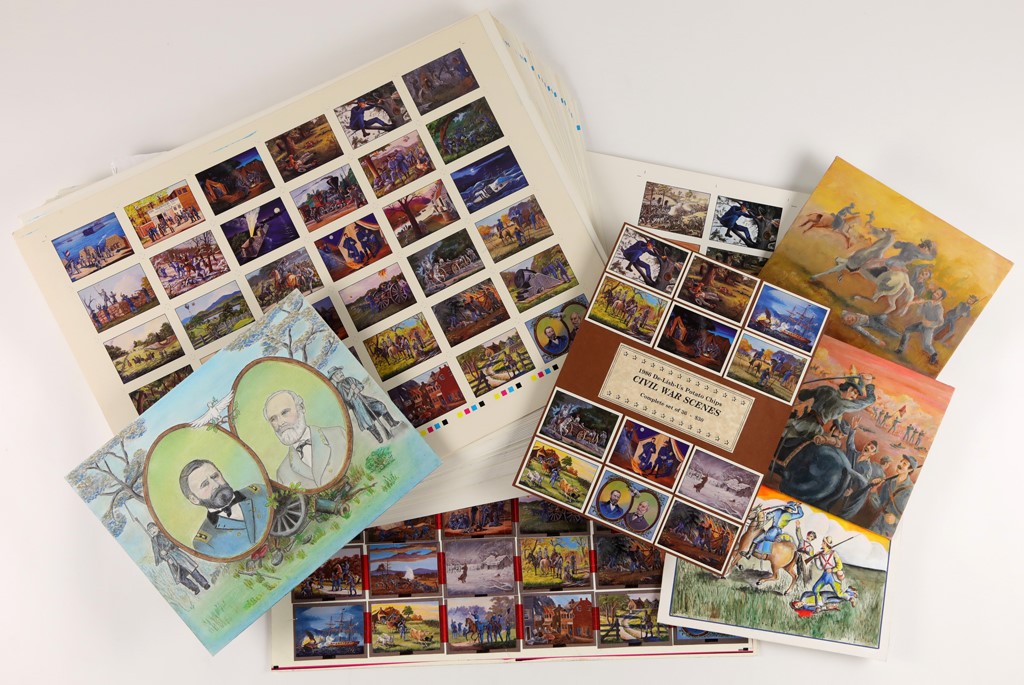 Non-Sports Cards - 1986 De-Lish-Us ‘Civil War Scenes’ Uncut Sheets and Artwork Collection