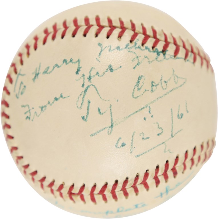 Ty Cobb and Detroit Tigers - One of the Last Baseballs Ever Signed by Ty Cobb