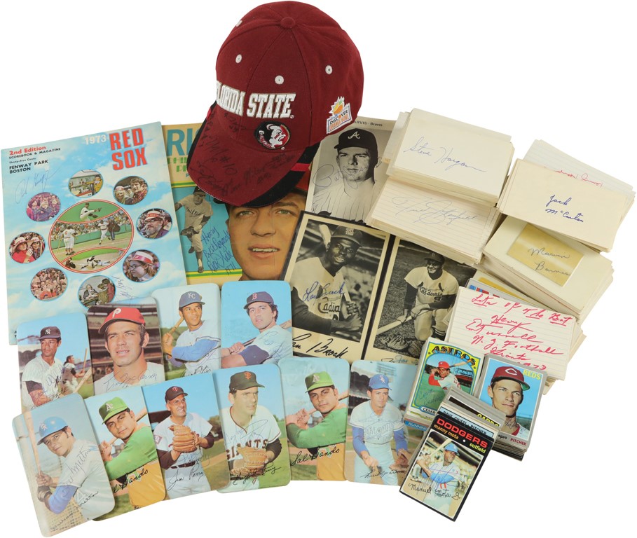 Baseball Autographs - Multi-Sport Signed Vintage Trading Card and Index Card Collection (650+)