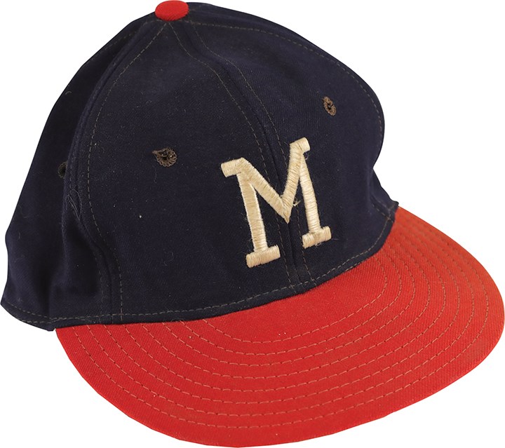 Circa 1960 Warren Spahn Milwaukee Braves Game Worn Hat Attributed to His No-Hitter (MEARS)