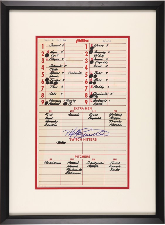 Philly Fanatic Collection - Lineup Card for Mike Schmidt‚s Final Home Run