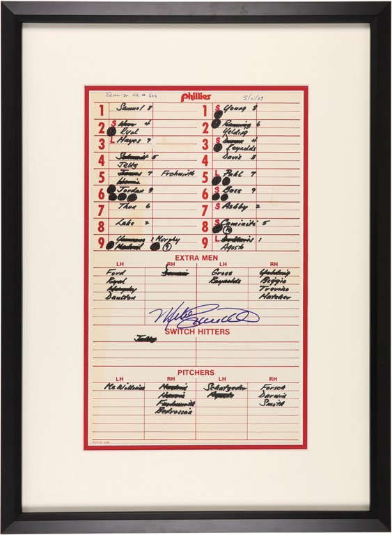 Lineup Card for Mike Schmidt‚s Final Home Run