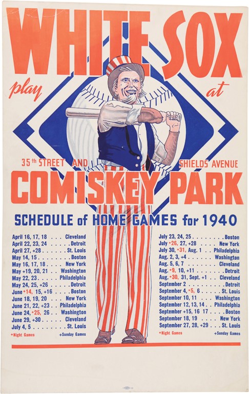 Stadium Artifacts - 1940 Chicago White Sox Comiskey Park Centennial Sign