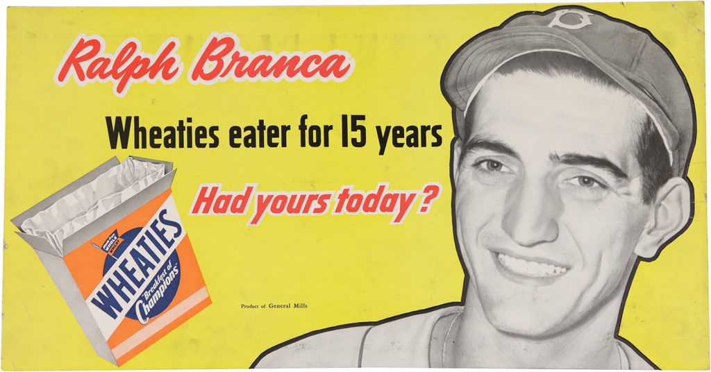 - 1950s Ralph Branca Wheaties Trolley Sign