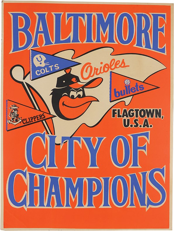 Stadium Artifacts - 1960s Baltimore "City of Champions" Stadium Sign