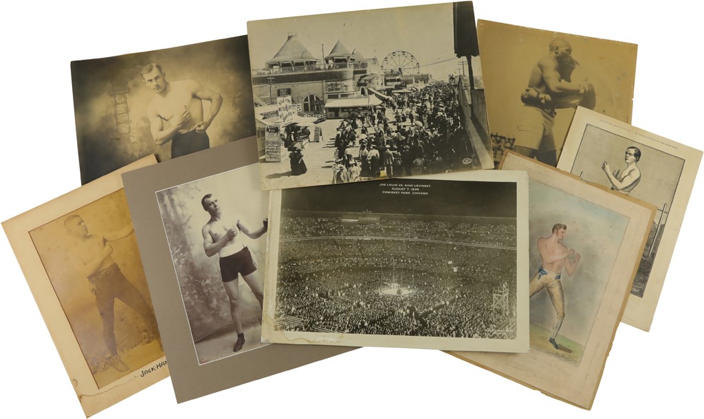 Vintage Sports Photographs - Antique Boxing Collection Photos & Mounted Items (13)