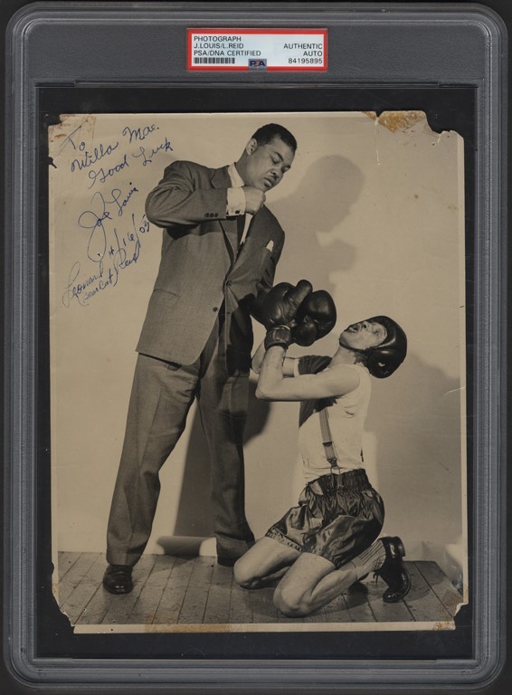 Muhammad Ali & Boxing - 1953 Joe Louis & Leonard "Bear Cat" Reid Signed Photograph (PSA)