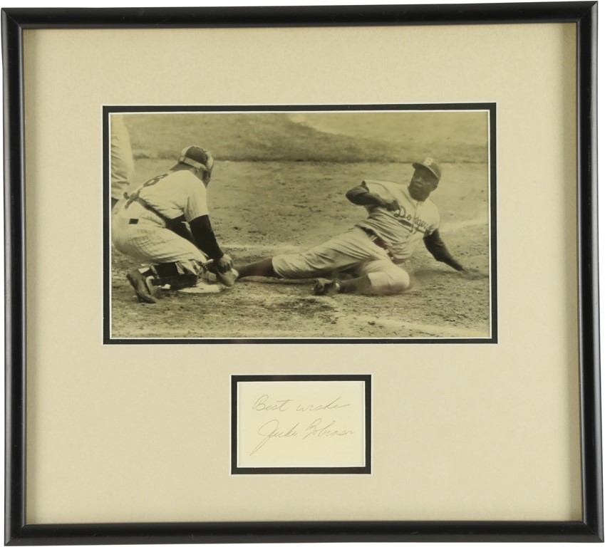 1955 Jackie Robinson World Series Game One Photograph with Signature Display