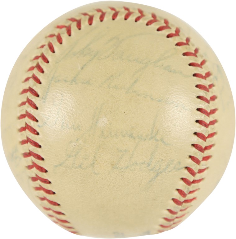 Jackie Robinson & Brooklyn Dodgers - 1948 Brooklyn Dodgers Team-Signed Baseball with Jackie Robinson (PSA)