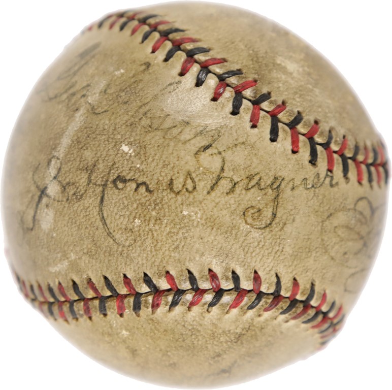 Clemente and Pittsburgh Pirates - 1930s Honus Wagner Multi-Signed Baseball (PSA)