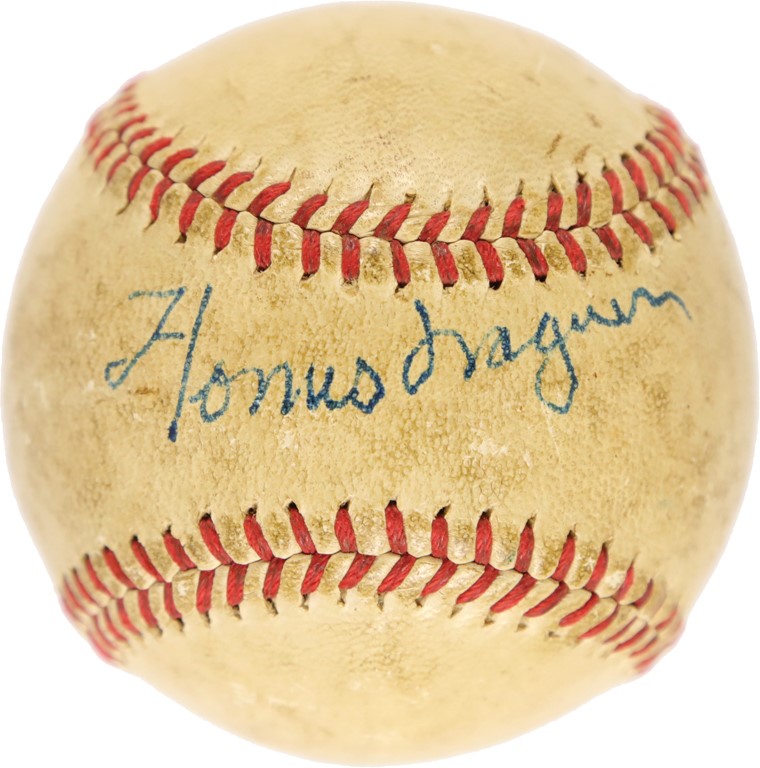 - 1948 Honus Wagner Single Signed Baseball (PSA NM-MT 8)