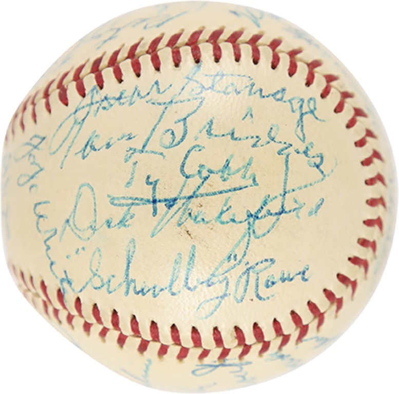 - Beautiful Detroit Tigers Legends Signed Baseball with Ty Cobb (PSA)