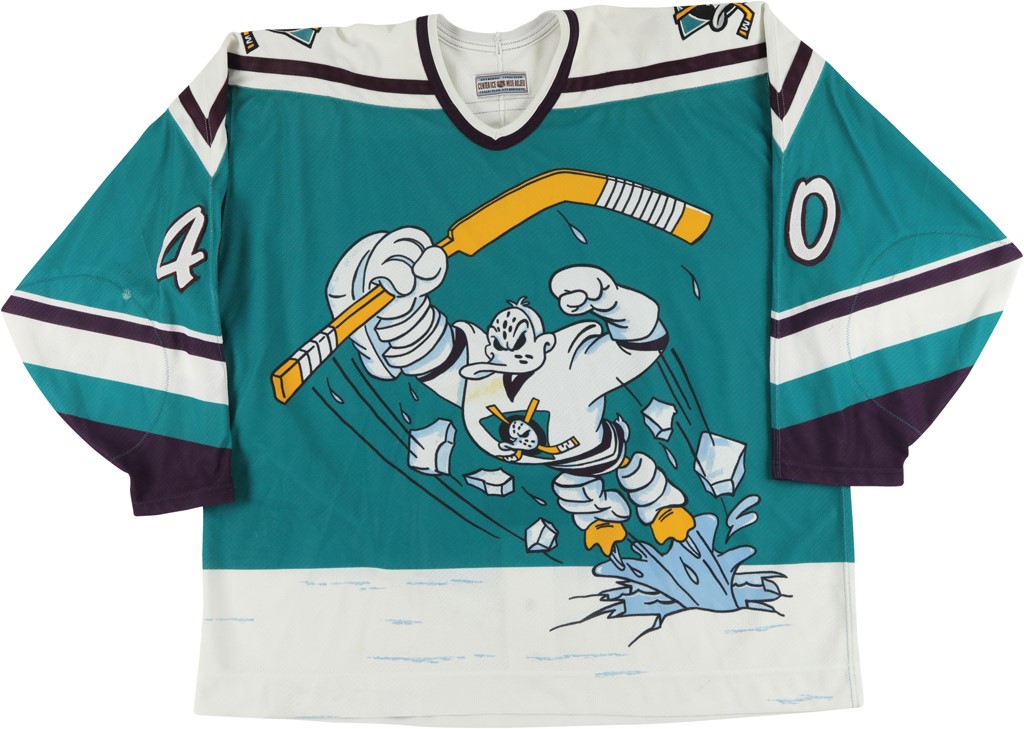 1995-96 Jeremy Stevenson Anaheim Mighty Ducks NHL "Wild Wing" Game Worn Jersey